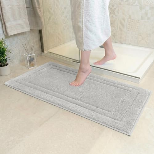 Decomira Badematte rutschfest | Als Badteppich Set kombinierbar | WC-Teppich Badezimmer-Teppich Bad-Vorleger waschbar | Duschvorleger waschbar Bad-Garnitur | Grau - 80x150 cm