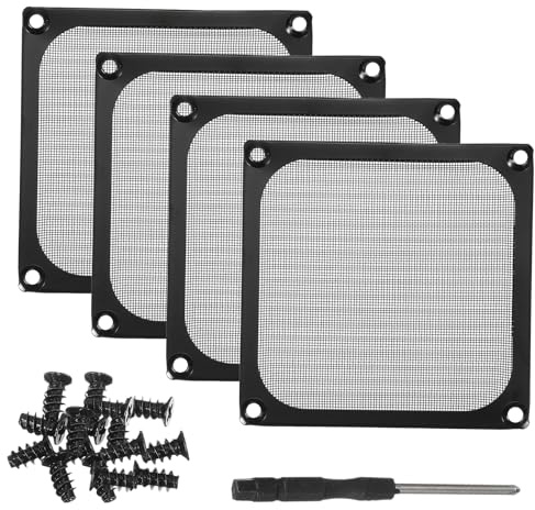 PATIKIL 92mm Fan Filter Grill, 4Pcs Ultra Fine Aluminum Mesh Ventilation Dustproof PC Cooling Fan Grill Covers with Screwdriver and Screws for Desktop Computer Case AC, Black