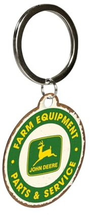 Nostalgic-Art Retro Schlüsselanhänger, Ø 4 cm, John Deere – Parts & Service | Original John Deere Lizenzprodukt (OLP), aus Metall, Vintage Design, Geschenk-Idee für Traktor-Fans