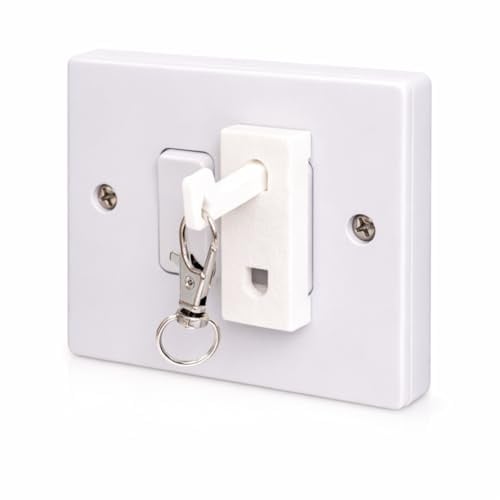 Triformia | Light Switch Cover Guard 4 Pack with Key | UK Made Eco PLA | Side-Wall Switch Protector with Premium No-Residue Gel Tape | Prevent Accidental Light Switching | White (4, White)