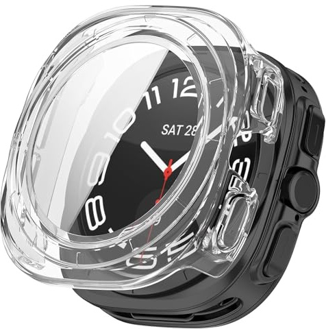 Techsuit für Samsung Galaxy Watch Ultra 47mm Hülle und Displayschutz mit Gehärtetem Glas, HD Klarheit, Volle Abdeckung, Kratzschutz, Schlankes Design, Defense360 Pro, Transparent