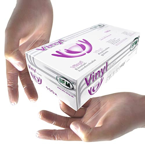 SFM ® CLEARIES Vinyl : S, M, L, XL klar puderfrei Einmalhandschuhe Einweghandschuhe Untersuchungshandschuhe Vinylhandschuhe L (200)