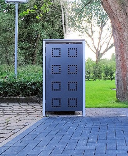 Srm-Design 1 Mülltonnenbox Modell No.5 Anthrazitgrau für 240 Liter Mülltonnen/witterungsbeständig durch Pulverbeschichtung/mit Klappdeckel und Fronttür