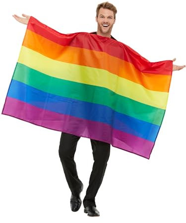 Smiffys Rainbow Flag Costume, Multi-Coloured, Rainbow/Gay Pride Items Fancy Dress, Adult Dress Up Costumes