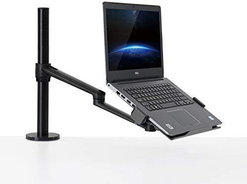 Thingy Club Single Arm Laptop Mount, Desk Mount Stand for 12-17 inch Laptop, Height Adjustable, Swivel at Any Angle (Single Arm Black)