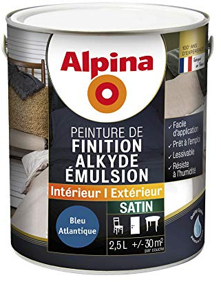 Alpina 952153 Peinture de Finition-Alkyde émulsion, Satin Gris Atlantique