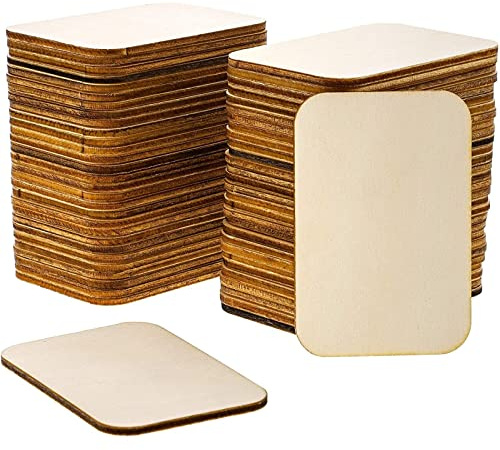 Bright Creations Holzausschnitte (Set, 60 Stück) - Unbehandelt, Unlackiert, Rechteckig - Für Bastelarbeiten, Brandmalerei, als Untersetzer, Ornamente, Modellbau, 7,6 cm x 5,1 cm