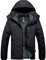 GEMYSE Herren Outdoor-Skijacke Wasserdicht Winddicht Winterjacke Fleece mit Kapuze für den Berg (Schwarz02,S)