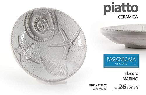 GICOS IMPORT EXPORT SRL Piatto Vassoio in Ceramica 26 * 26 * 5 cm Decoro Marino ORD-777257