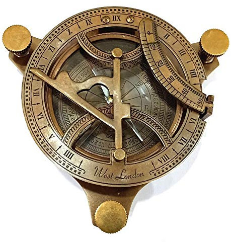 Boussole entièrement fonctionnelle en laiton antique, cadran solaire, boussole nautique, maritime, vintage antique