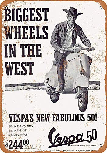 Froy 1964 Vespa 50 - Cartel de pared retro de hierro para pintura de chapa de metal, diseño vintage, personalizable, creatividad, decoración de artesanías para cafetería, bar, garaje, hogar