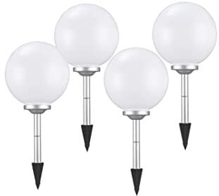 4x LED-Solar-Garten-Außen-Kugel-Leuchte-Lampe MARLA D: 25cm mit Erdspieß Balkon-Terrassen-Camping-Dekorations-Party-Leuchte-Lampe (4x 25W)