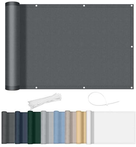 AXT SHADE Balkon Sichtschutz Wetterfest 90x400cm Balkonverkleidung Balkonabdeckung Balkonbespannung Blickdichte Windschutz und UV-Schutz mit Kabelbinder für Balkongeländer-Anthrazit