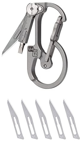 RovyVon Utility U4 Carabiner Keychain Titanium with Folding Multi Tool EDC Multi Function Tool Bottle Opener (Grey)