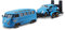 Maisto 32752-00000063 Design Elite Transporter Volkswagen Van Samba + Volkswagen Beetle: Modelltransporter mit Anhänger, 2 Modellautos, Türen zum Öffnen, Maßstab 1:24, 43 cm, blau (532752), 532751