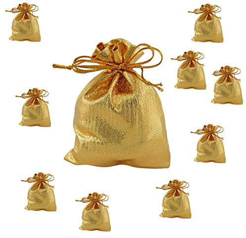 10 Goldene Schmuckbeutel Schmuckverpackung Geschenk Beutel Gold