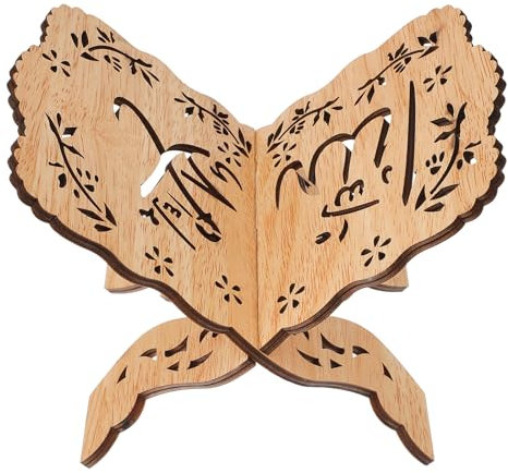 Amosfun Holz BuchstäNder Mit Hohlem Muster Quran Ständer FüR Lesen Und Dekoration Ideal FüR Ramadan Und Eid Feiern 19.5×12.6Cm