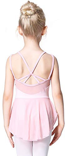 Soudittur Bambine Ragazze Vestito Tutu da Balletto Leotard Body Abiti per Danza a Ginnastica Manica Corta (140cm: 10-11 Anni, Rosa)