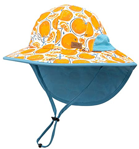 Foruhoo Sonnenhut Mädchen mit Nackenschutz, Mütze UV Schutz 50+ Schnelltrocknender(#1 Orange,48-52)