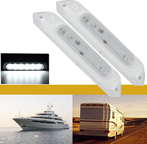 JUTTAUTO 12 V Wohnwagen-LED-Licht, 8 W Touch-Schalter, Außentür, Veranda, Wohnmobil-Innenbeleuchtung für Boot, Marine, LKW, Wohnmobil, Camping, Van, Beleuchtung (2 x weiß)