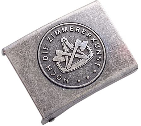 GravurManufakturBerlin Koppelschnalle Zimmererkunst Zimmermann Handwerk Zunftzeichen Meister, Meisterschüler, Geselle, Lehrling, Alt-Meister Koppelschloss (Vintage)