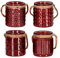 4er Set Windlicht H10cm Glas Bordeaux Rot Teelichthalter Tischdeko Kerzen Deko Retro Kerzenhalter Flachs
