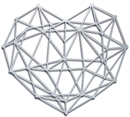 tuning-art WB04 Wanddekoration | Deko Metallschild | Stahl | Massiv | geometrische Wandkunst, Farbe:Herz Silber