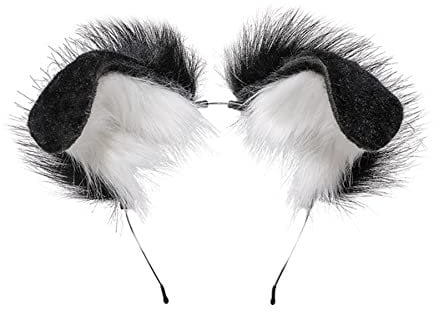 Dodheah Hundeohren Haarband Haarreif Hund Tierische Ohren Cosplay Haarband Halloween Weihnachten Kopfschmuck Accessoire Mädchen Damen Schwarz