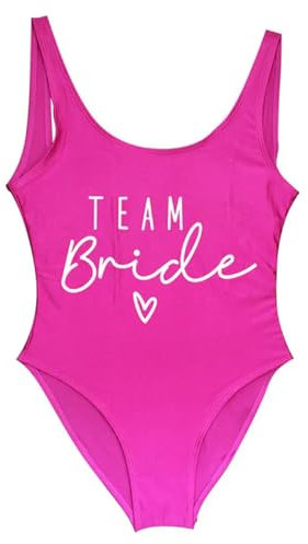 Nogkdyc Costumi da Bagno Interi da Donna, con Stampa in Lingua Inglese “Team Bride”, Costumi per Feste di Addio al Nubilato e da Indossare in Spiaggia-tbride-pkw-M