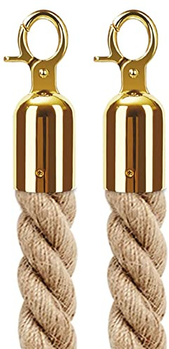 Corde Barriere Torsadé Cordon De Contrôle Des Foules, Nouveau Séparateur De File D'attente Pour Les Restaurants Corde Pour Chandelles VIP, Pour Les Guichets D'exposition De Mariage ( Color : Gold hook