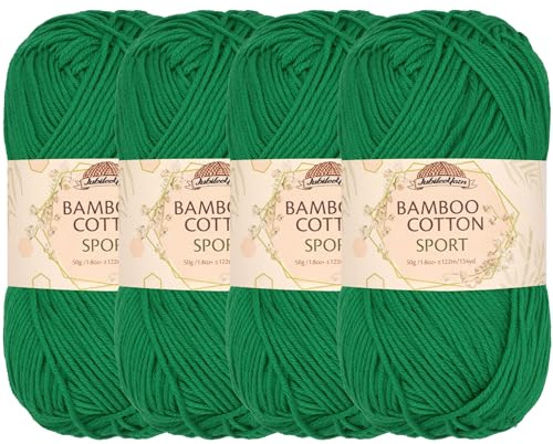 JubileeYarn Bamboo Cotton Sport Yarn - 50g/Skein - Pine Needle - 4 Skeins