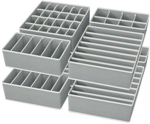 Yucch 8er Set Unterwäsche Organizer – Faltbare Stoffboxen für Schubladen & Kleiderschrank, platzsparendes Ordnungssystem für BHs, Socken und Krawatten (Grau)