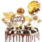 Birthday Cake Decoration, Gold Personalised Firework Cake Topper for Boys Girls, Confetti Balloon Cake Topper with Stars Paper Fans for Golden Theme Party Birthday Cake Decoration (Gold)
