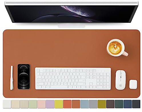 Leder-Schreibtischunterlage – rutschfeste PU-Schreibtischunterlage und Mauspads für Büro und Zuhause – Schreibtisch-Organisation und Zubehör (Braun,80cmx 40cm)