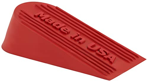 Rubber Door Stopper - Door Stop Wedge for Carpet, Tile, or Concrete Floor, Large Door Stoppers for Bottom of Door - Heavy Duty Door Stoppers for Commercial & Home Use - 6 x 2.75 x 2.25 Inches, Red