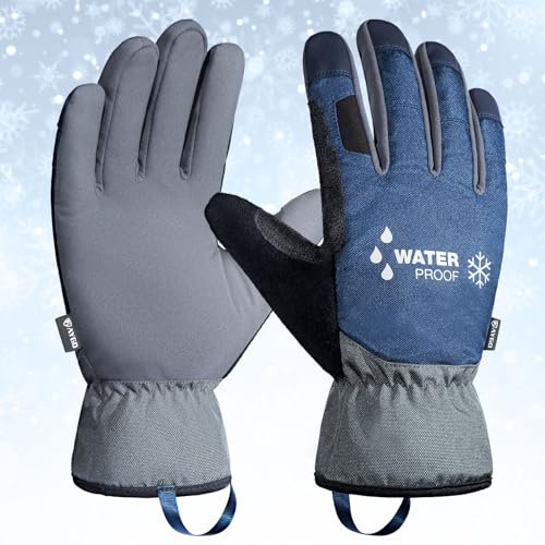 KAYGO Thermisch Wasserdicht Arbeitshandschuhe für Herren Damen, Thermo Isolierte Futter, Winter Warme Arbeitshandschuhe für Kaltes Wetter Gartenarbeit Outdoor Aktivität Kühllagerung (Blau, M, Gr 8)