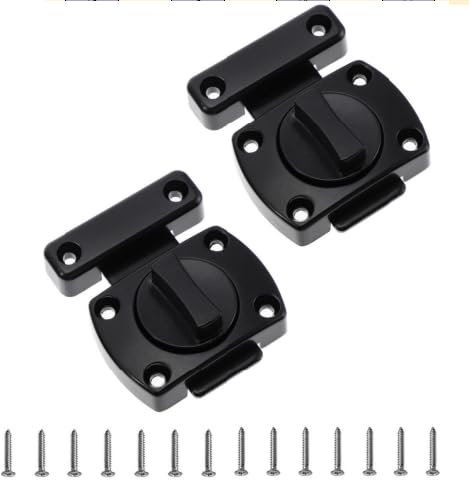 2 Pcs Rotate Bolt Latch Door Latch Stainless Steel Anti Theft Protection Rotate Bolt Door Lock for Various Bathroom Cupboard Doors b (Black)