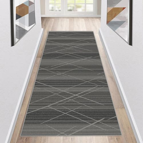Siunwdiy Alfombra Pasillo Larga Gris Oscuro 3.6 Metros Alfombra Cocina Lavable Antideslizante Alfombra Moderna Pasillo Entrada Felpudo Pasillo Larga Alfombra Hall para Pasillo Cocina,80x360cm