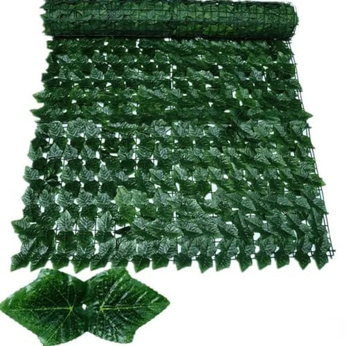 OPica 50 x 200 cm künstliche Efeu-Hecke, grüne Blätter, Zaunelemente, Sichtschutz, Zaun für Zuhause, draußen, Garten, Balkon, Dekoration, 1 x 3 m
