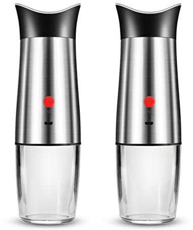Moulin à poivre électrique moulin à sel et à poivre rechargeable par USB moulin à épices en acier inoxydable avec outils de cuisine à lumière LED (couleur : Argento) (D)