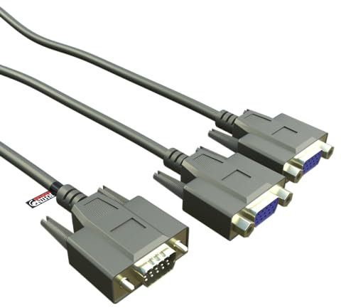 rhinocables VGA Splitter for Screen Duplication 15 Pin SVGA Y Splitter Adapter for One PC to Two Monitors Video Dual Display (1.8m)