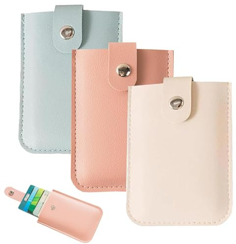Mezrkuwr Set di 3 organizzatori di carte espandibili personalizzati in pelle con chiusura a bottone a pressione, portacarte espandibili impilabili, multicolore, L, multicolore, L, Classico