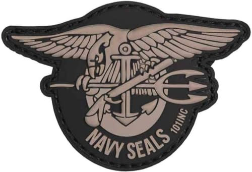 3D US Navy Seals PVC Emblem patch Aufnäher, Klett, Navy Seals (grau)