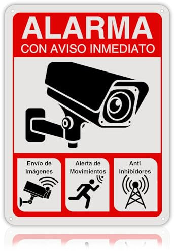 LEIASA Cartel Zona Videovigilada - 21x28 cm - Aluminio - Reflectante - Grosor 0,8 mm - Cartel Videovigilancia - Impresión UV - Resistente Exterior - Señal Alarma Disuasorio - Cartel Cámara Vigilancia