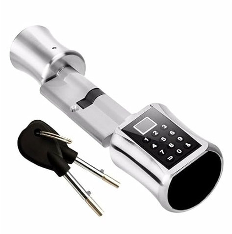 Elektronisches Türschloss mit Fingerabdruck,Türschloss mit Code,Schlüssel,für Gartentüren,Schlafzimmer,Wohnungen(70mm,Silber1)