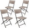 BRUBAKER 4er Set Gartenstuhl Toskana - Polyrattan Klappstuhl wetterfest und robust - Balkonstuhl klappbar - Campingstuhl für Garten Balkon Terrasse - Camping Stuhl - Grau Braun
