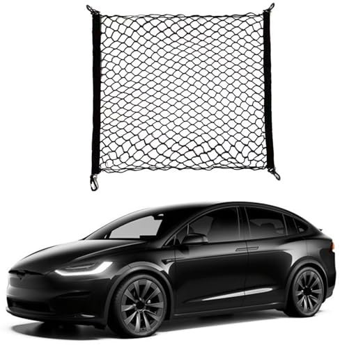 Rear Floor Style Cargo Net Compatible with Tesla Model X 2025 2024 2023 2022 2021 2020 2019 2018 2017 2016 Premier SUV Nylon Mesh Car Tailgate Trunk Netting