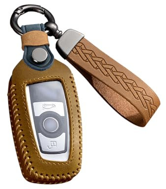 ontto Schlüsselhülle Autoschlüssel Hülle Passt für BMW F10 F20 F30 F18 116 118i 320i 1er 3er 4er 5er 7er X3 F25 X4 M3 M5 520 Schlüsselcover Leder Schlüsselgehäuse Schlüsselanhänger 3 Tasten Braun
