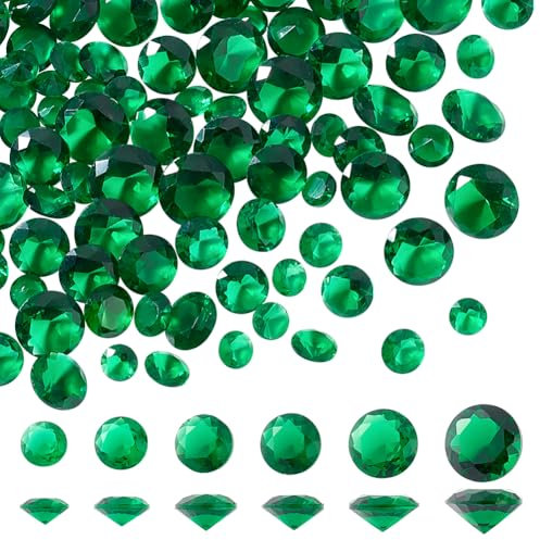 PH PandaHall 100 Stück Grüner Zirkonia Stein 6 Größe Klasse A Facettierte CZ Diamante Strass Edelsteine 5/6/7/8/9/10mm Kleine Zirkonia Cabochons Für Ring Ohrring Armband Nail Art