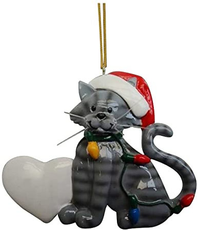 FGUUTYM Weihnachtskatzen-Anhänger Weihnachtsniedlicher Cartoon-Anhänger Auto-Innendekoration-Anhänger-Weihnachtsbaum-Dekoration Liebesschaukel Halterung Ohne Bohren (B, A)